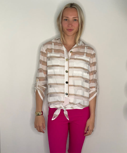 SHEER STRIPED NEUTRAL BLOUSE