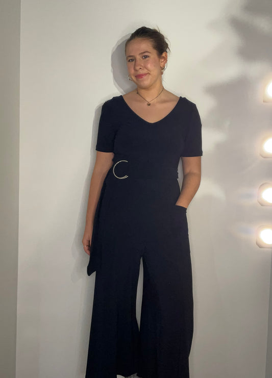 CIRCLE BELT NAVY JUMPSUIT