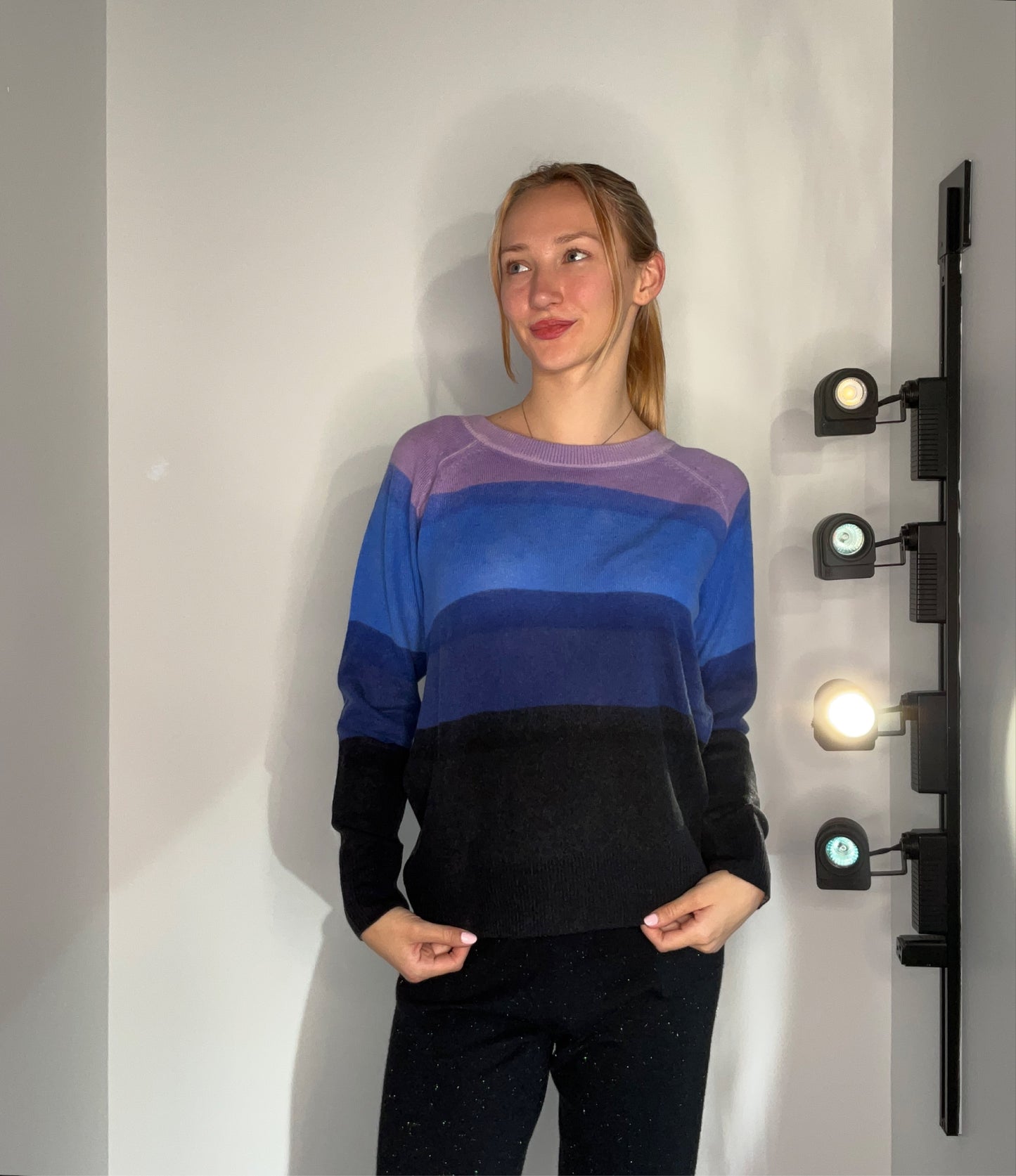 STRIPED OMBRE CASHMERE SWEATER