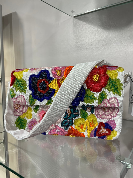 RAISED FLORAL BEADED BAG