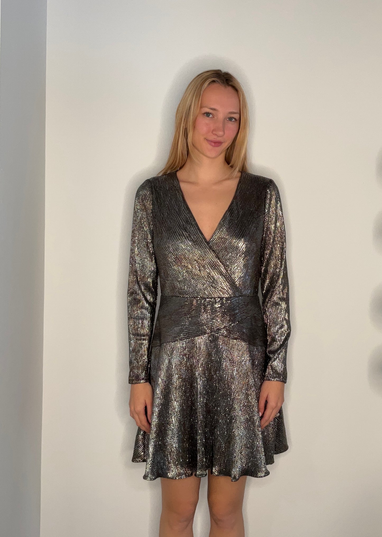 AIDAN MARROX SILVER SPARKLE DRESS