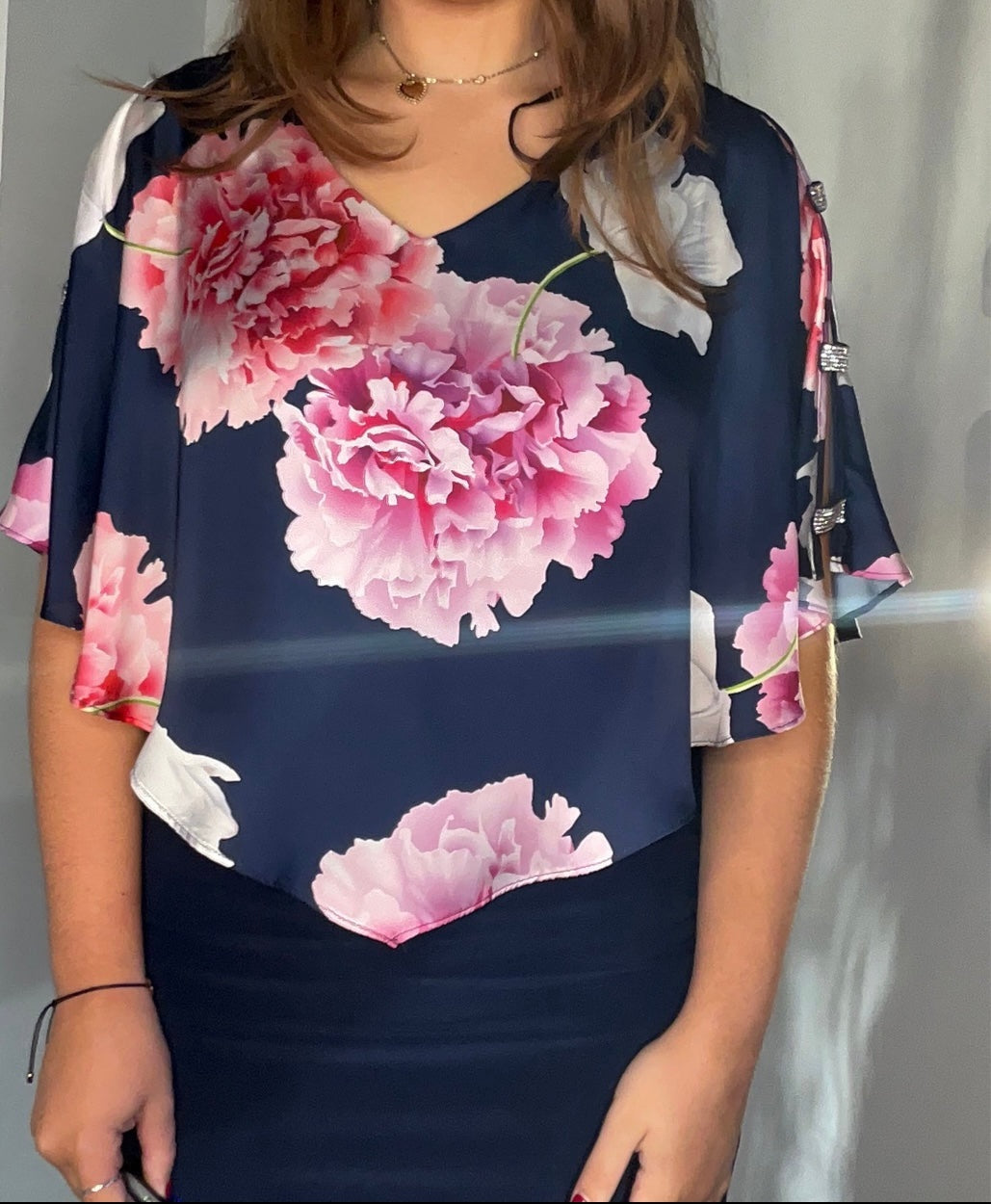 CRYSTAL SLIT SLEEVE FLORAL DRESS