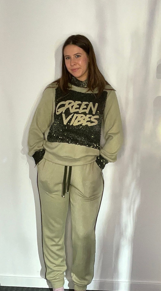 GREEN VIBES SEQUIN SWEATER