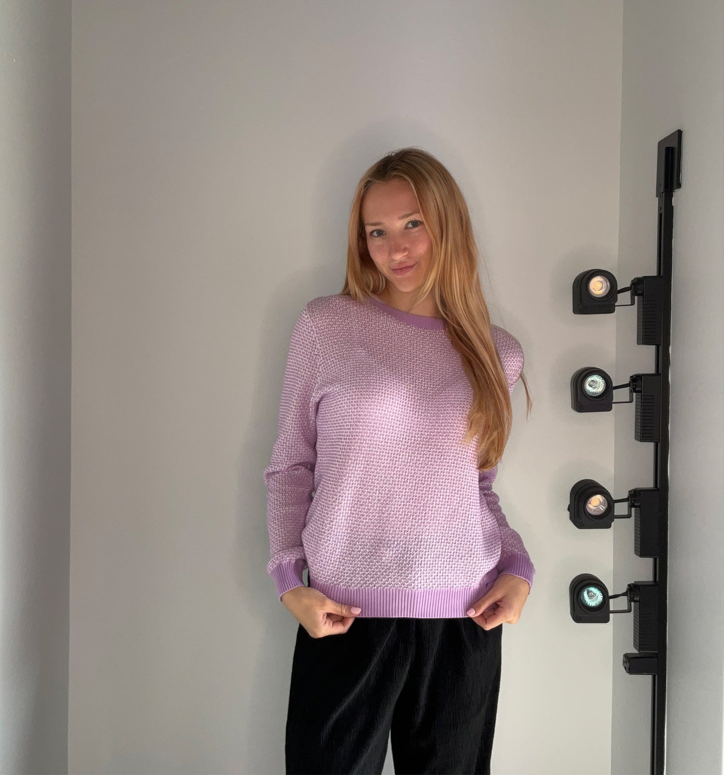 CONTRAST TRIM CASHMERE BLEND SWEATER