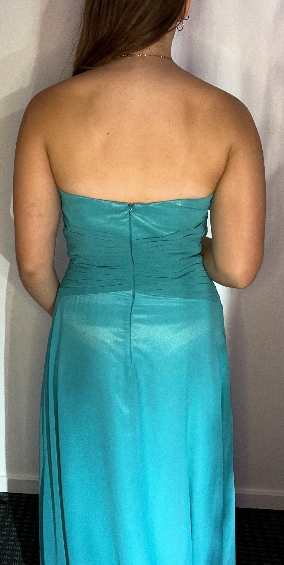 TEAL STRAPLESS DRESS