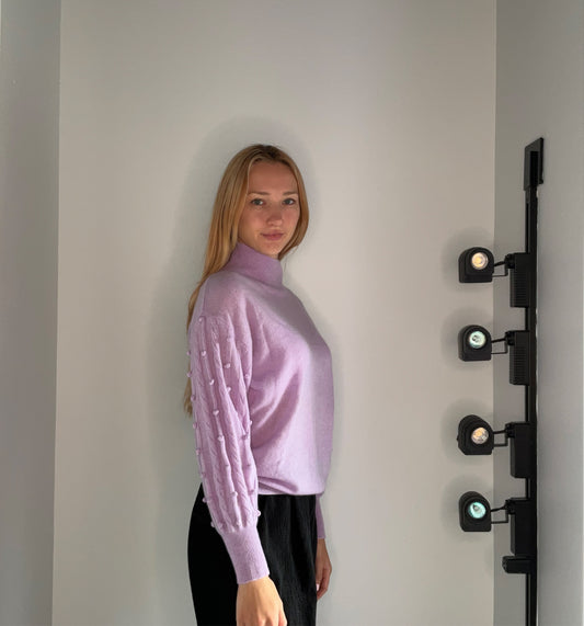 BUBBLE SLEEVE CASHMERE SWEATER