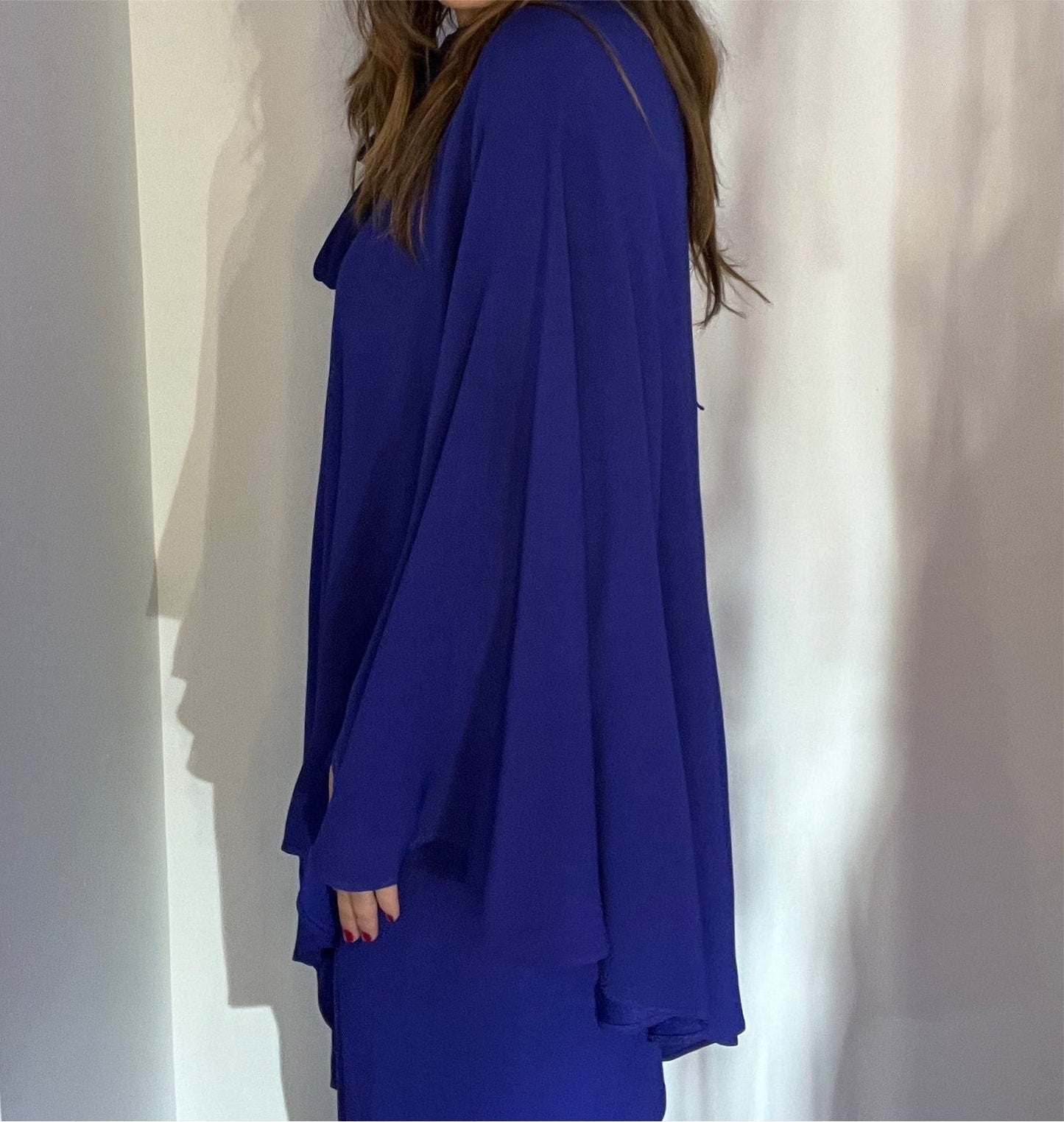 COBALT BLUE TIE NECK DRESS