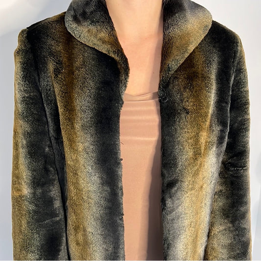 OLIVE GREEN OMBRE LUXURY FAUX FUR COAT