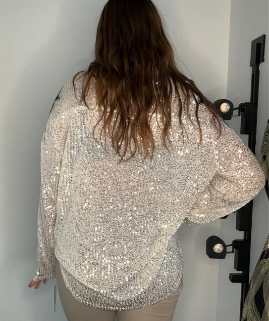 SEQUIN BUTTON FRONT STAR FRINGE TOP