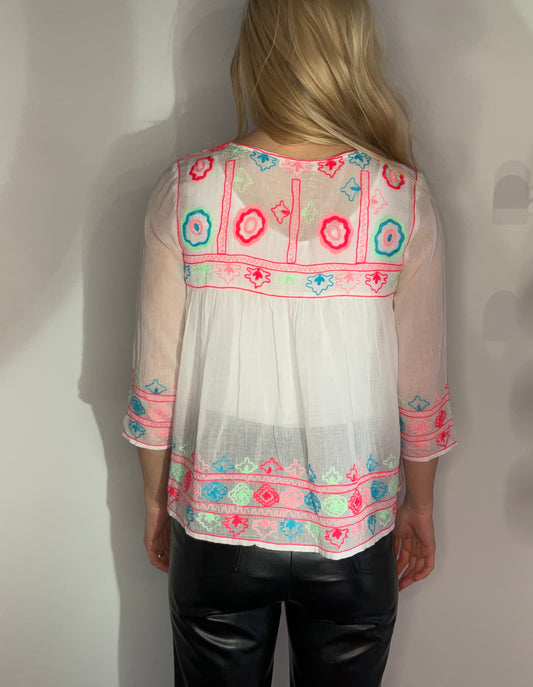 NEON EMBROIDERED BOHO TOP