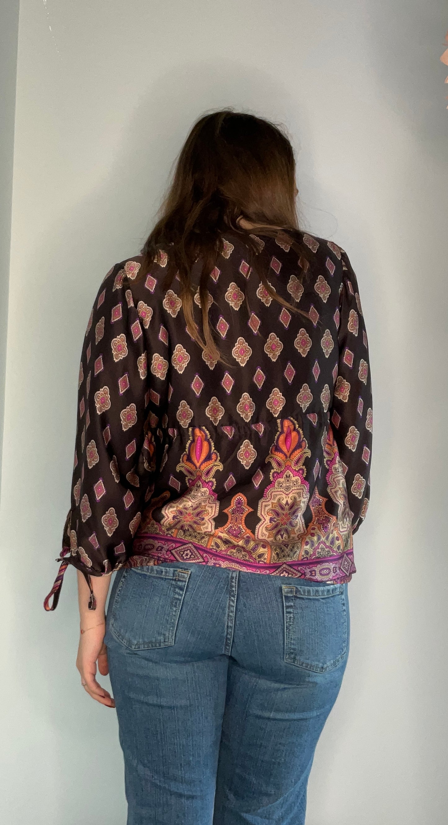 BROWN PAISLEY SILK TOP