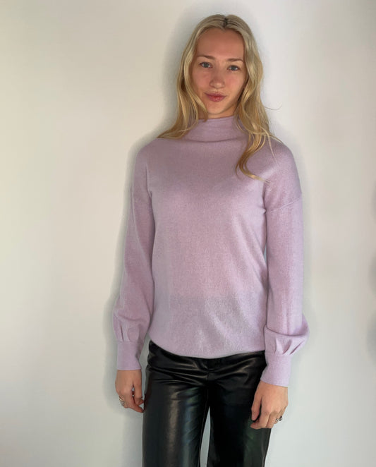 LILAC CASHMERE MOCK NECK SWEATER