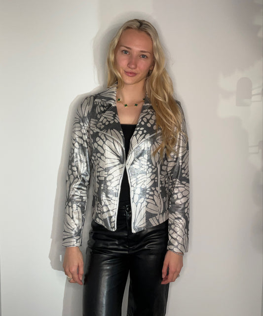 CHAMPAGNE AND SILVER FAUX SUEDE JACKET