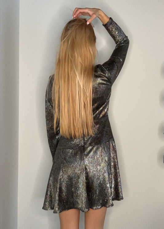 AIDAN MARROX SILVER SPARKLE DRESS