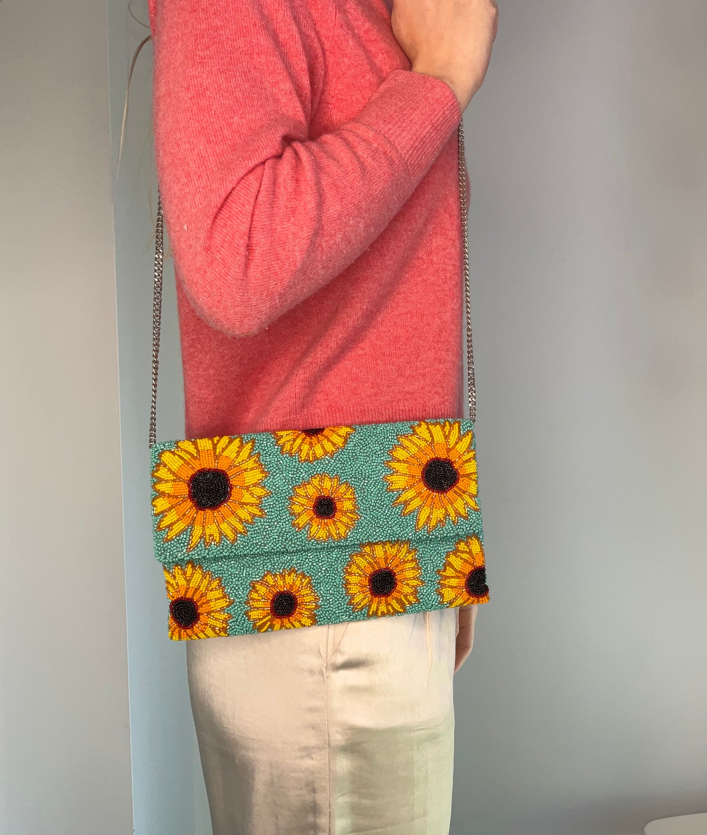 SUNFLOWER BEADED HANDBAG