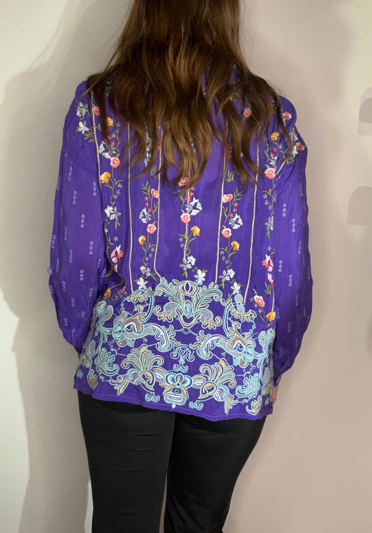 ALL OVER FLORAL GARDEN SILK TOP