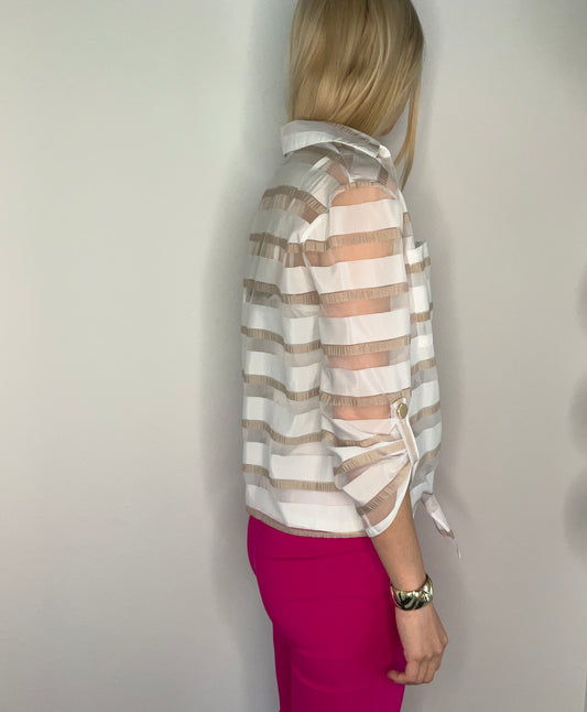 SHEER STRIPED NEUTRAL BLOUSE