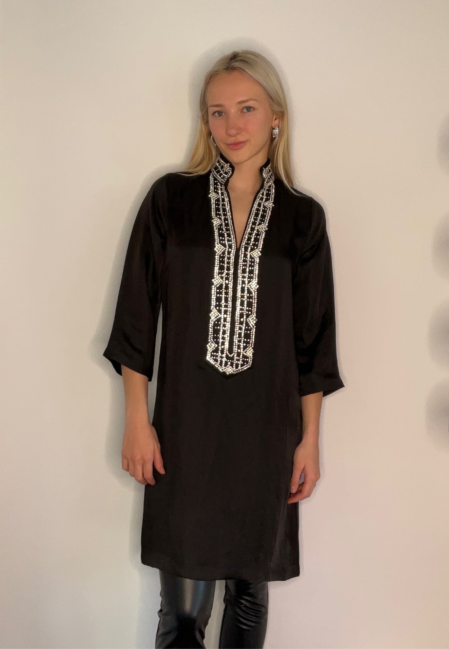 SILKY CRYSTAL TUNIC STYLE GLAM DRESS