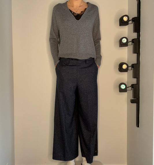 WIDE LEG DONEGAL BUTTON PANT