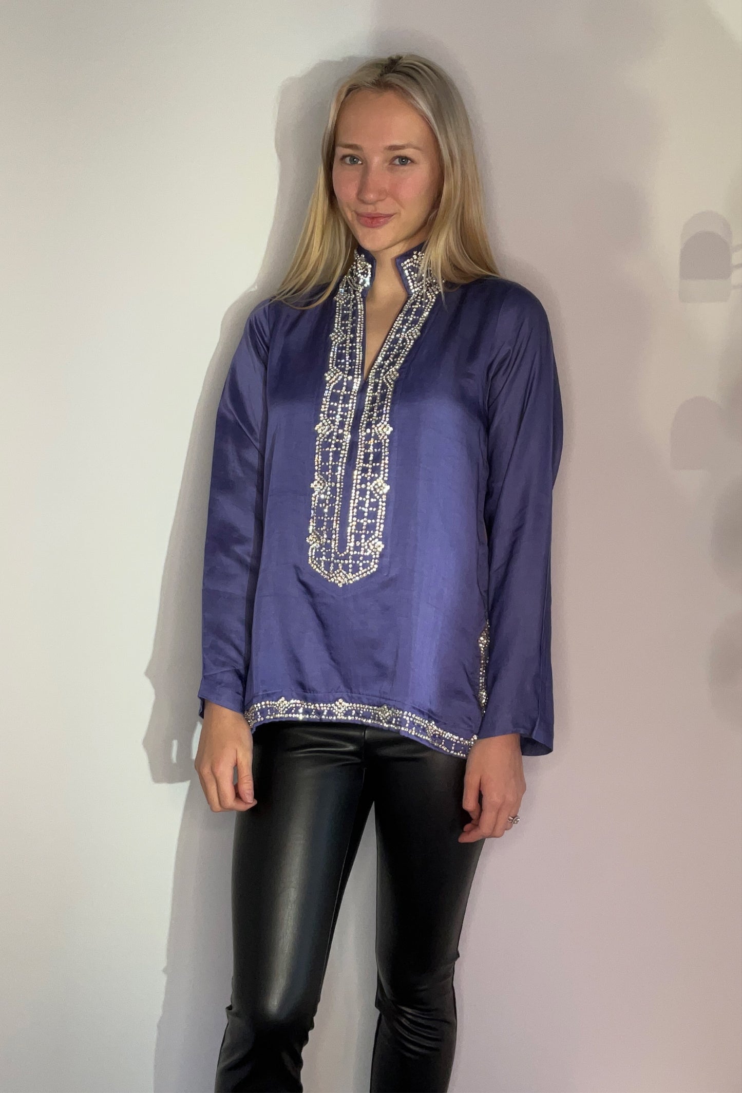 SILKY BEADED TUNIC TOPS