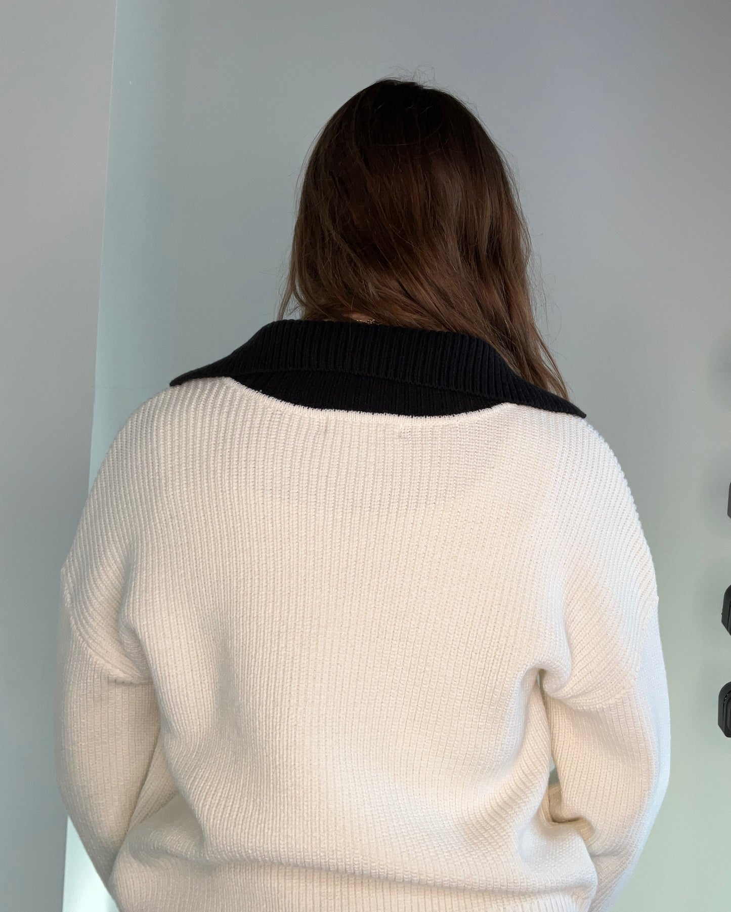 VNECK CABLE COTTON SWEATER