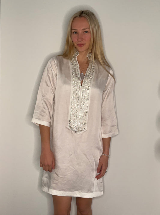 SILKY CRYSTAL TUNIC STYLE GLAM DRESS