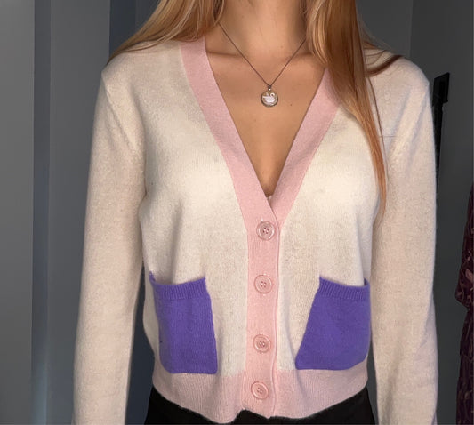 COLORBLOCK CASHMERE CARDI