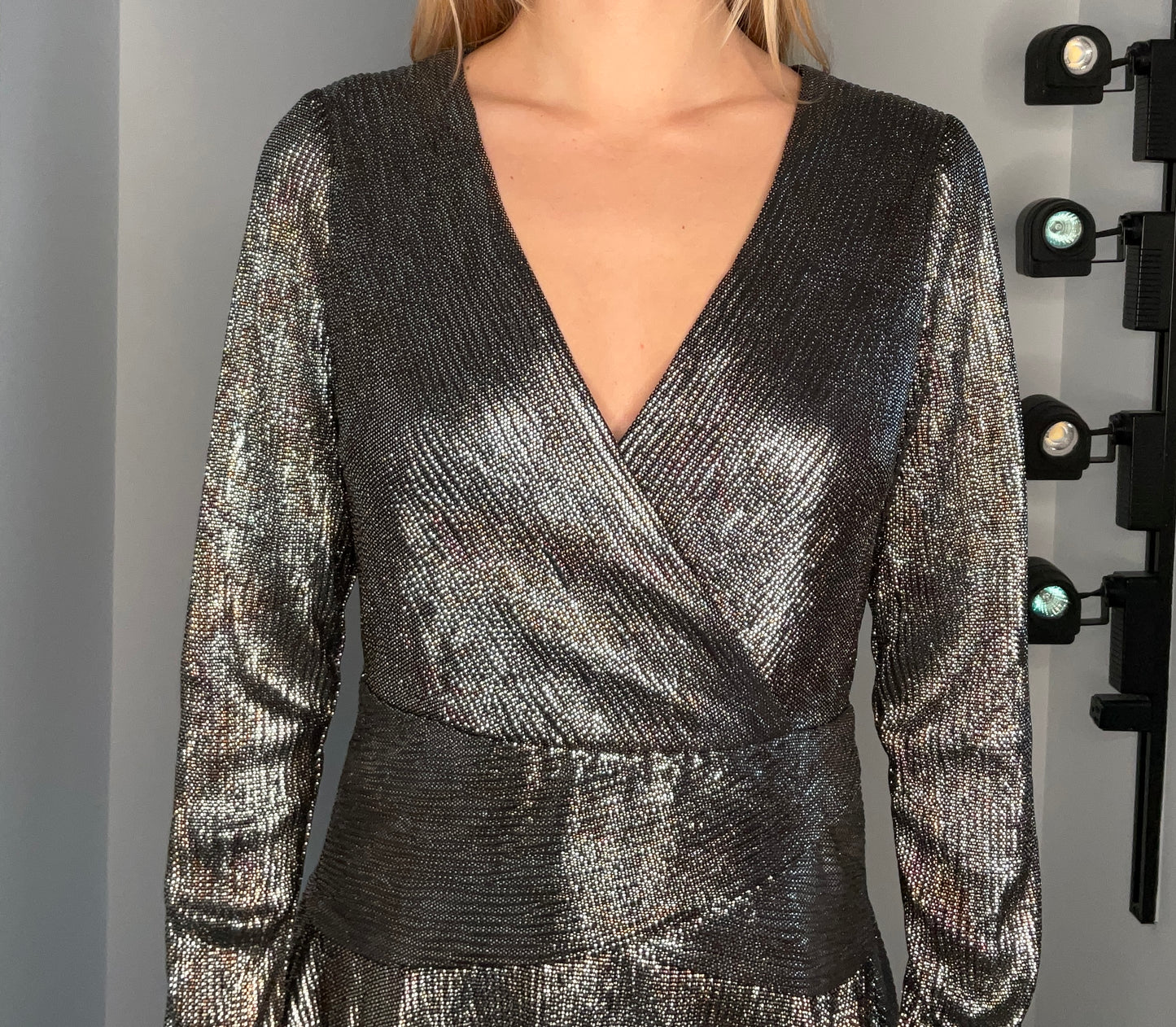 AIDAN MARROX SILVER SPARKLE DRESS