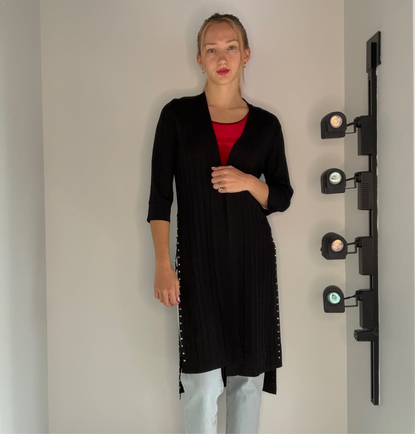 STUDDED FLYAWAY SWEATER