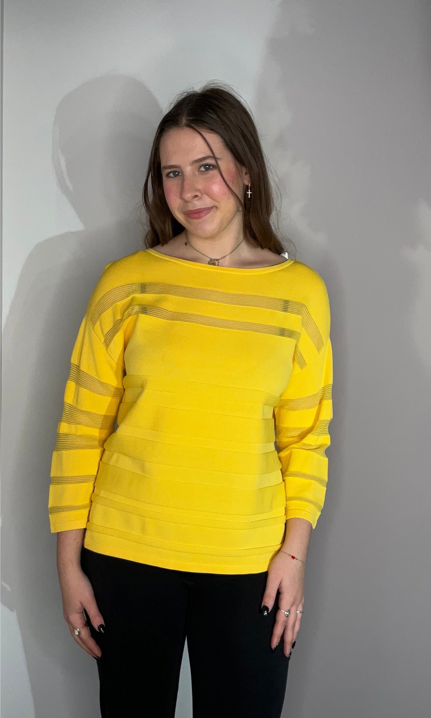 RIBBED SHEER STRIPED SWEATER