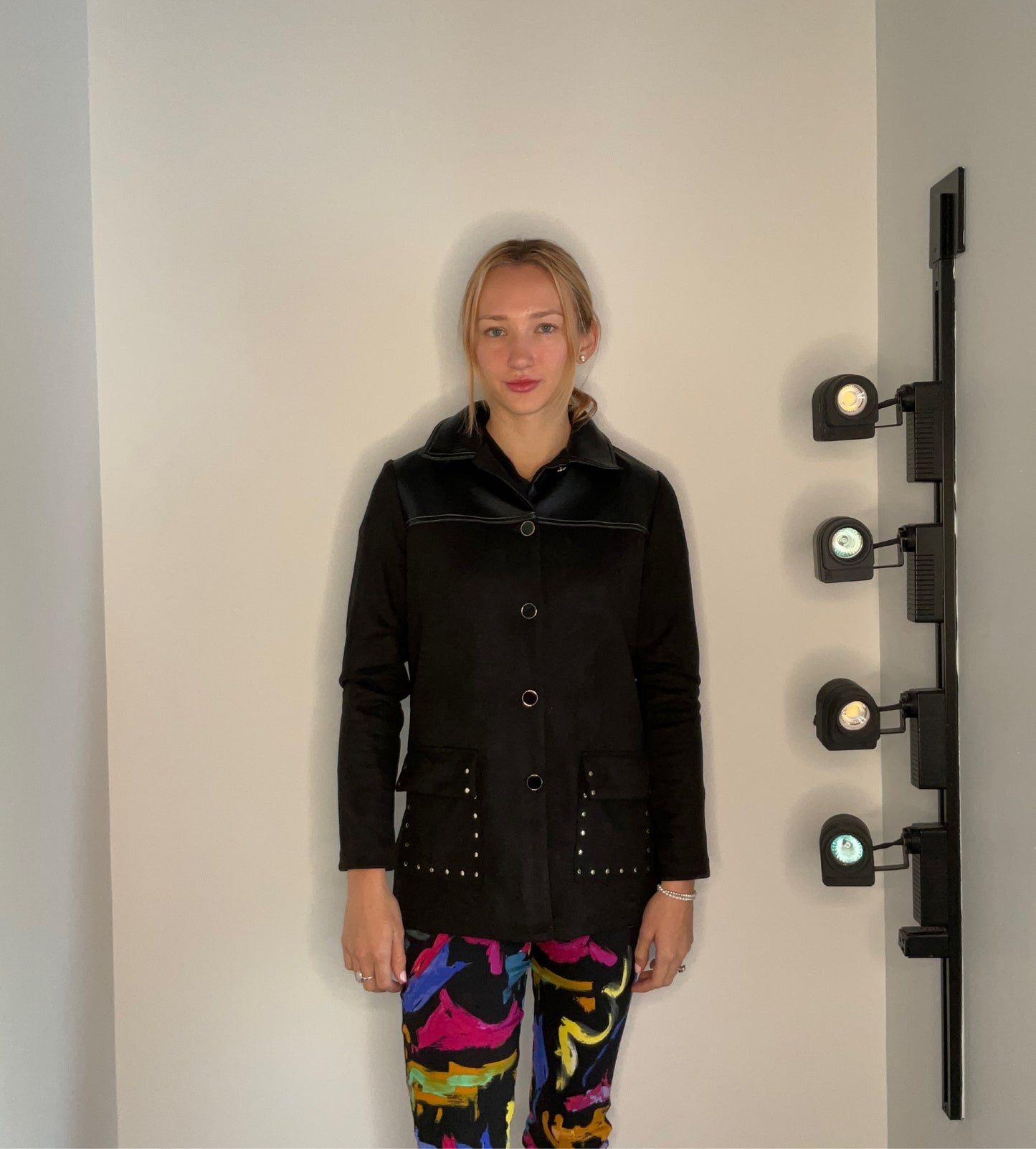 MICROSUEDE AND FAUX LEATHER JACKET