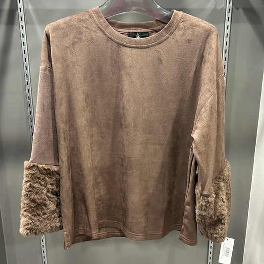 PUFF SLEEVE MICROSUEDE TOP