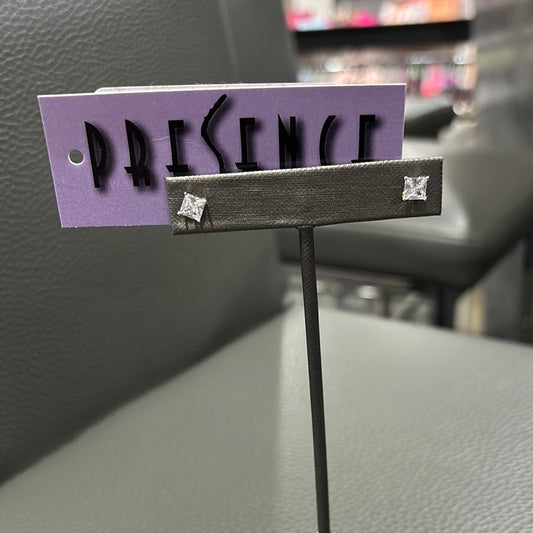 STERLING SILVER PRINCESS CUT CUBIC ZIRCONIA EARRING