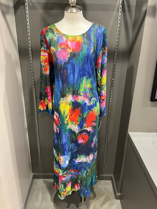 TEXTURED FLORAL MAXI DRESS