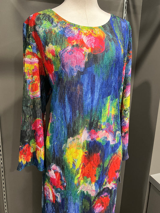 TEXTURED FLORAL MAXI DRESS