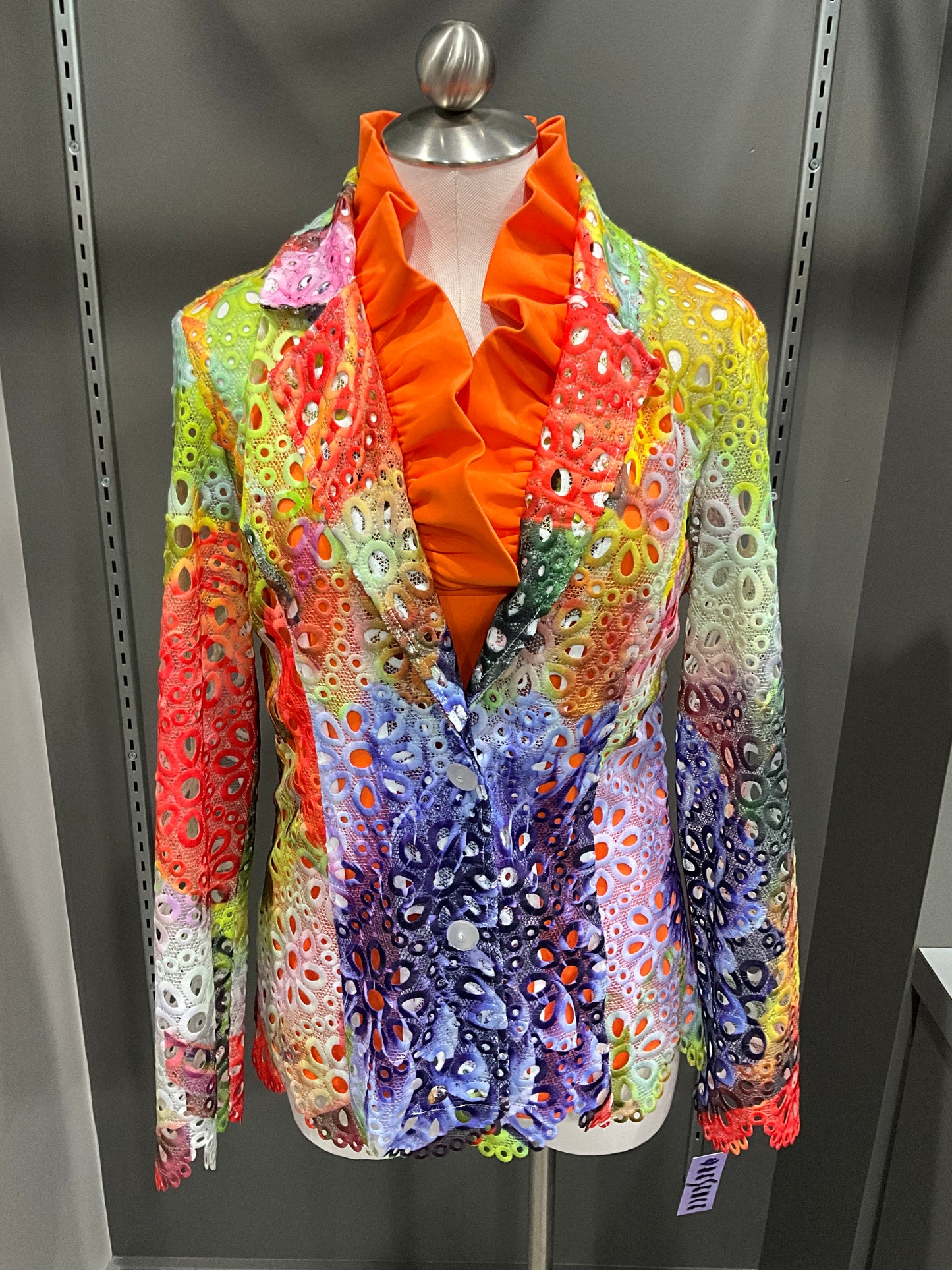 RAINBOW EYELET MOTHER OF PEARL BUTTON JACKET