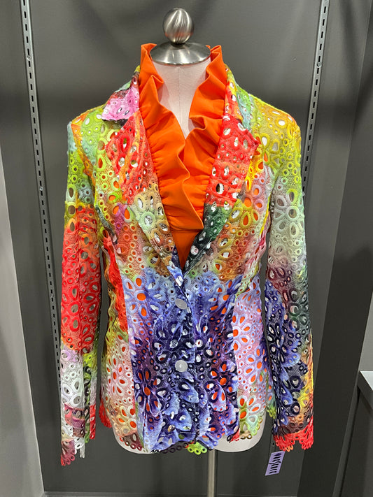 RAINBOW EYELET MOTHER OF PEARL BUTTON JACKET