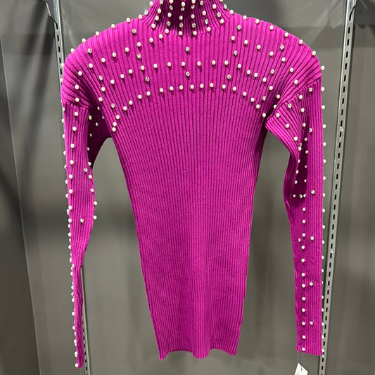 PEARL AND BEADED SLEEVE SWEATER