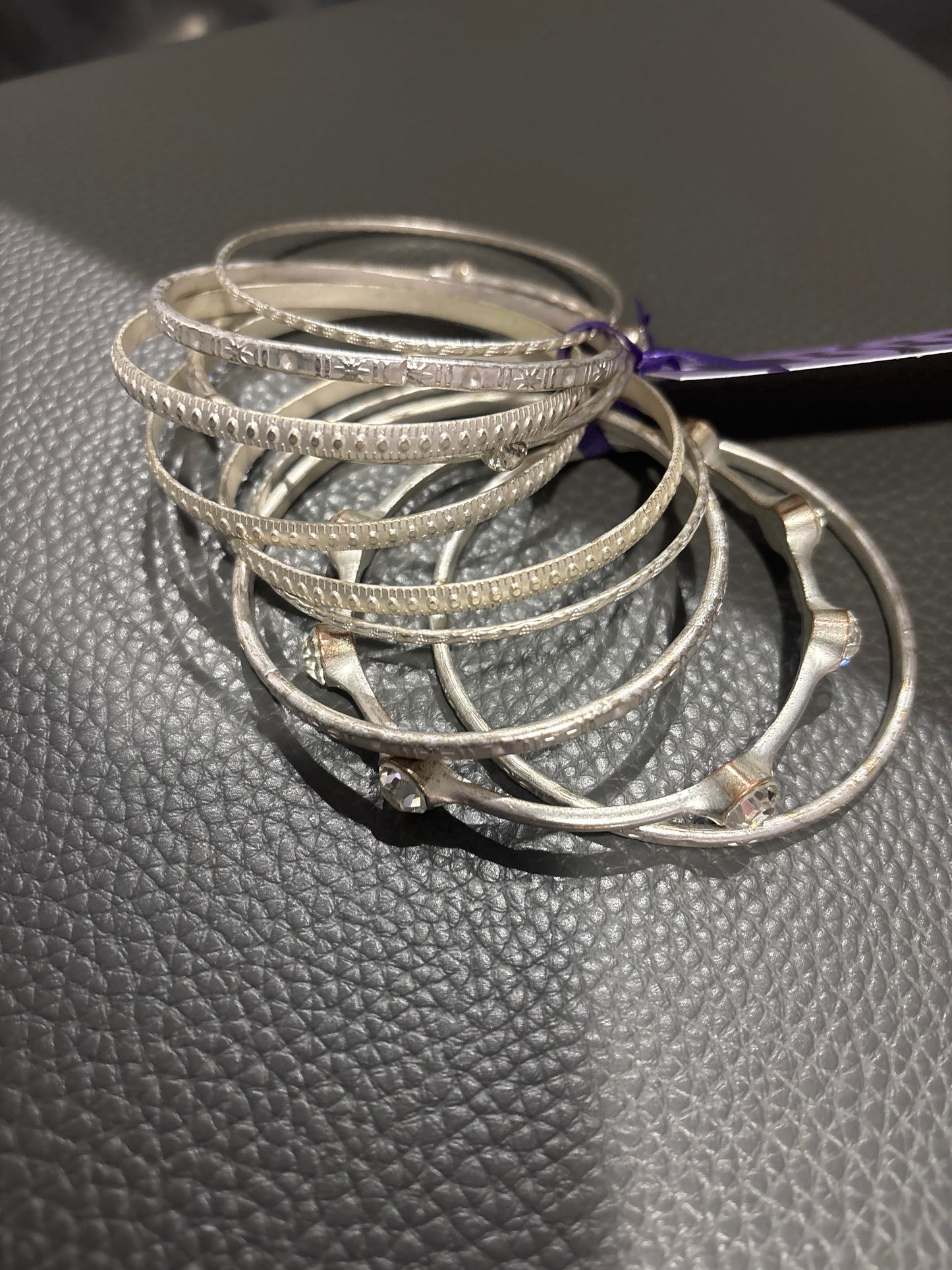 SILVER CRYSTAL BRACELET SET