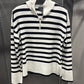 STRIPED SWEATER CRYSTAL ZIPPER