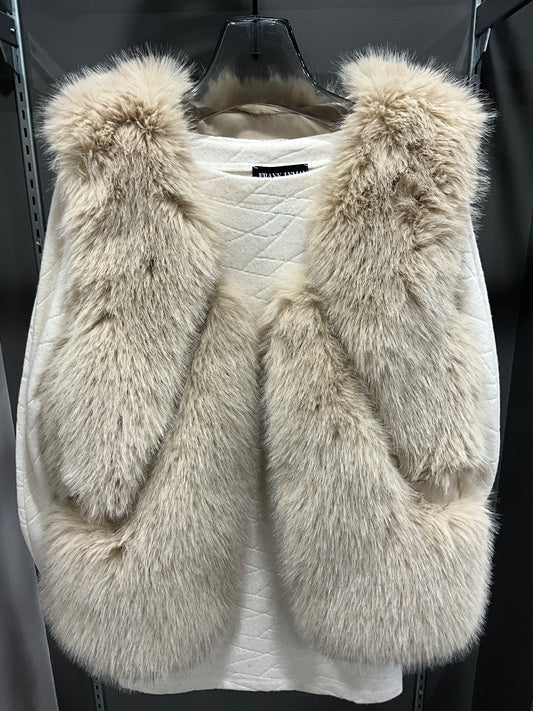 BEIGE FAUX FUR VEST