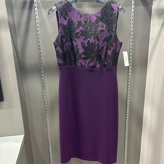 VIOLET NIGHT BROCADE AND KNIT DRESS