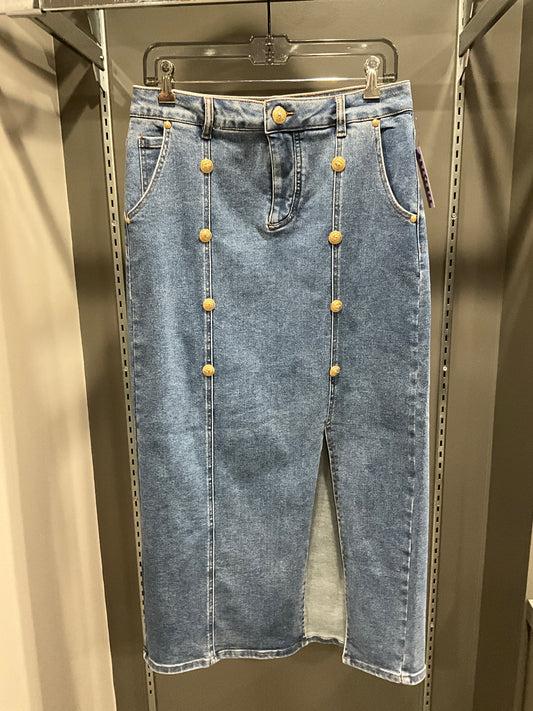 SLIT FRONT JEAN SKIRT