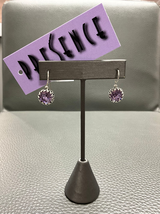 STERLING SILVER AMETHYST CRYSTAL EARRING