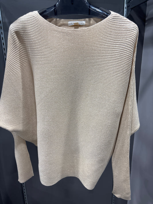 GOLD SHIMMER DOLMAN SLEEVE SWEATER