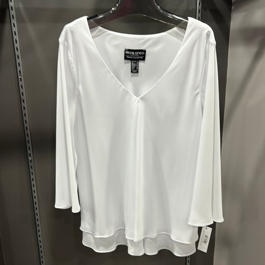 WHITE FLOWY SLEEVE BLOUSE