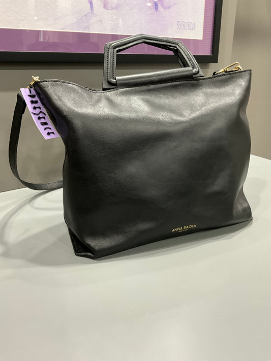 ITALIAN LEATHER GEOMETRIC HANDLE HANDBAG