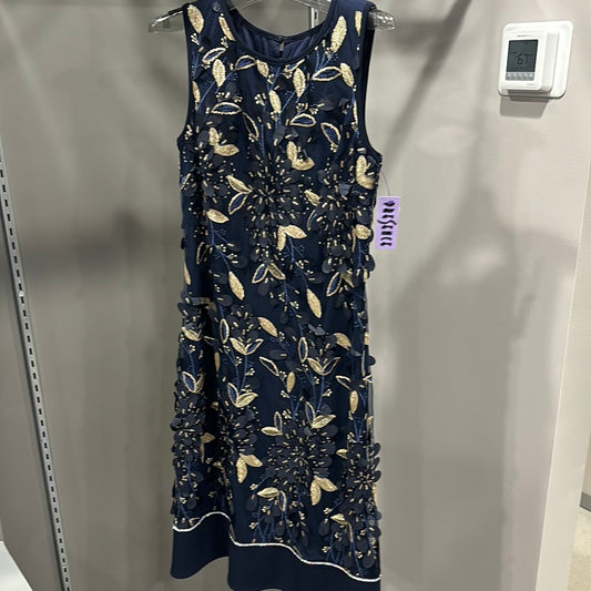 APPLIQUE CRYSTAL METALLIC NAVY DRESS