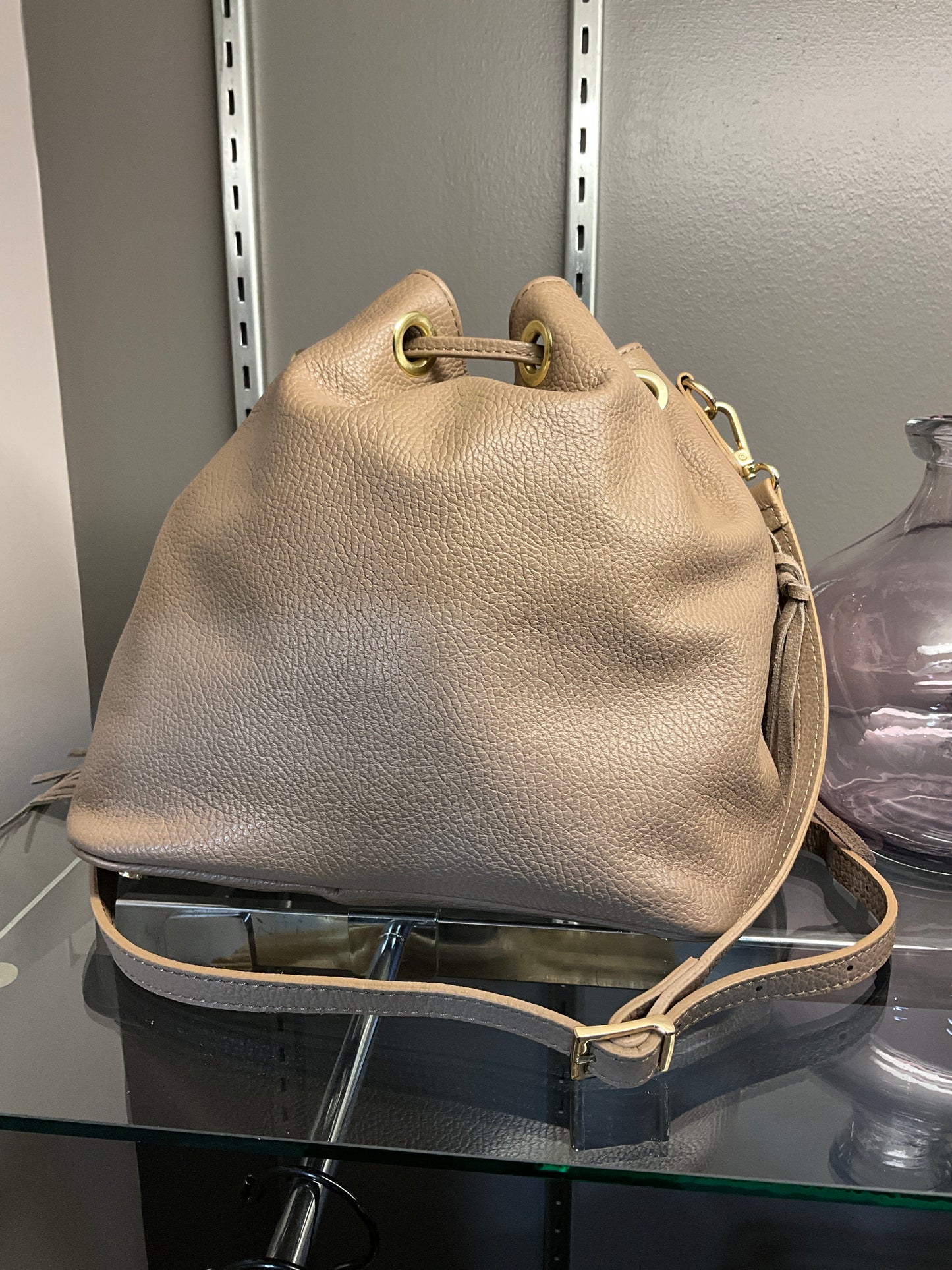 SUEDE AND LEATHER FRINGE HANDBAG