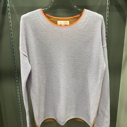 PURPLE PASSION WAFFLE CASHMERE SWEATER